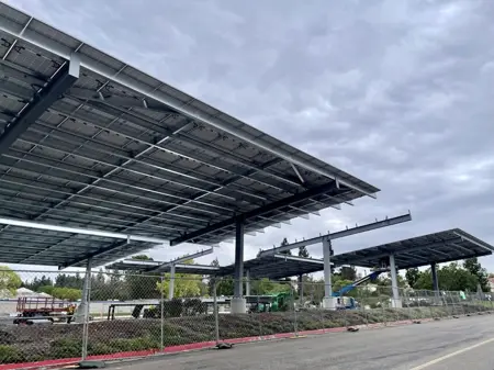 Solar carport structures at a Poway USD site